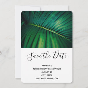 Green Leaf Palm Frond Closeup Photo Birthday Save The Date
