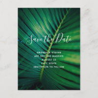 Green Leaf Palm Frond Closeup Photo Save the Date
