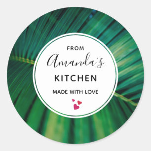 Green Leaf Palm Frond Nature Photo Kitchen Classic Round Sticker