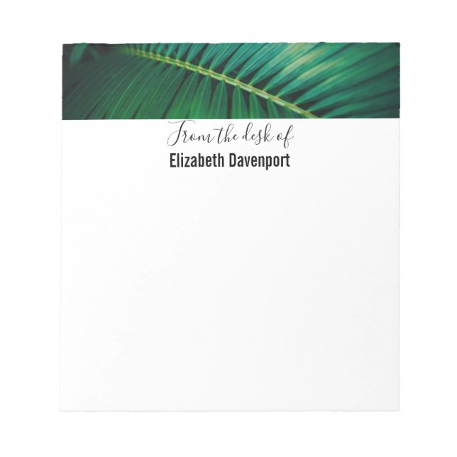 Green Leaf Palm Frond Nature Photo Notepad (Front)