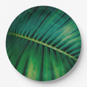 Green Leaf Palm Frond Tropical Nature Photo Paper Plate