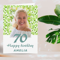 Green Leaf Pattern Botanical 70th Birthday Photo