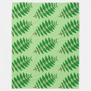 Green Leaf Pattern Fleece Blanket