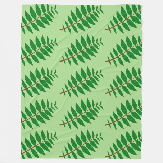 Green Leaf Pattern Fleece Blanket (Front)