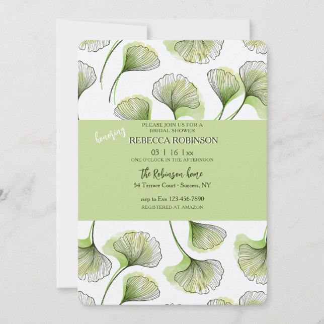 Green Leaf Pattern Invitation (Front)