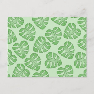 Green Leaf Pattern, Monstera Leaves. Postcard