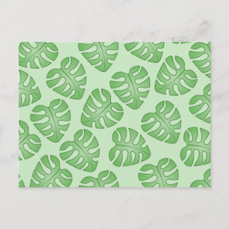 Green Leaf Pattern, Monstera Leaves. Postcard