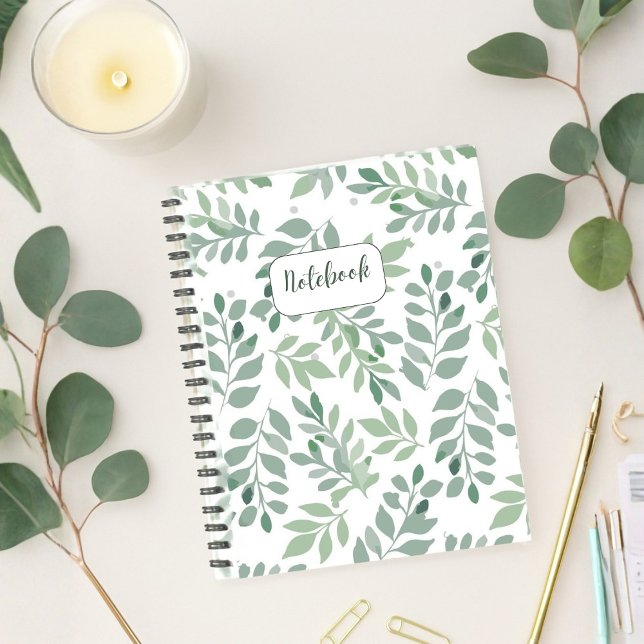 Green Leaf Pattern Personalized Notebook (Creator Uploaded)