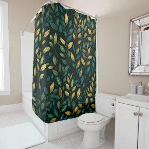 Green Leaf Pattern Shower Curtain