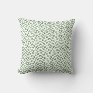Green Leaf Pattern Throw Pillow
