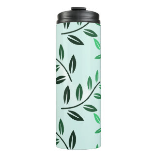 Green Leaf Pattern Travel Mug | Minimal Botanical