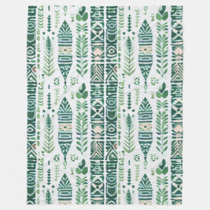 green leaf patterned fleece blanket