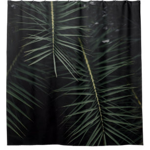 GREEN LEAF PLANT DURING NIGHTTIME SHOWER CURTAIN