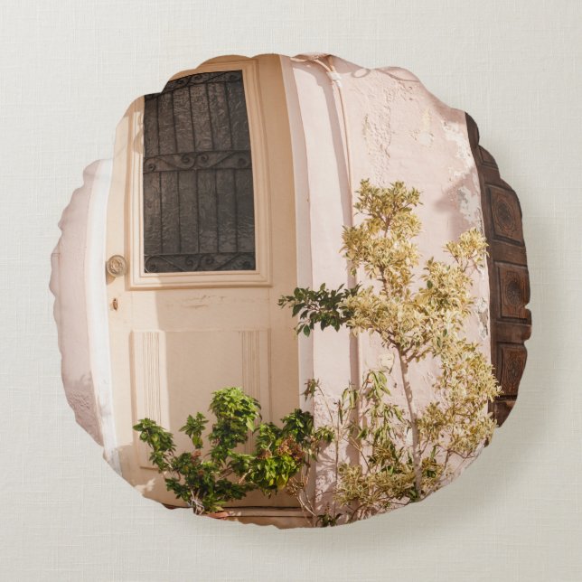 GREEN LEAF PLANTS ROUND CUSHION (Front)