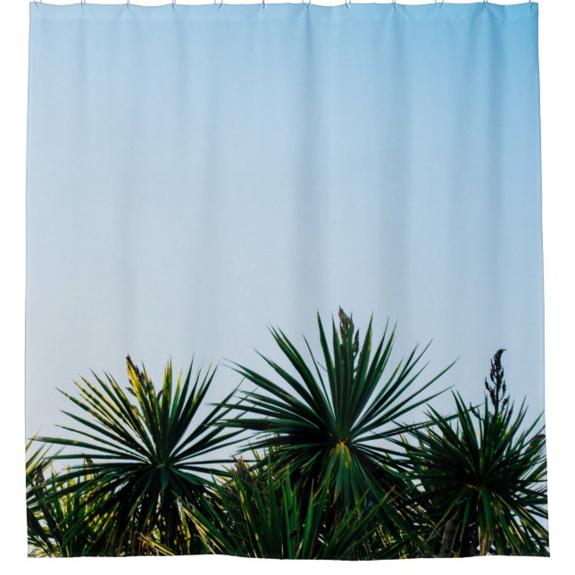 Green leaf plants under clear sky shower curtain (Front)