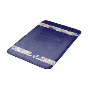 Green Leaf Rainbow Blue Bath Mat