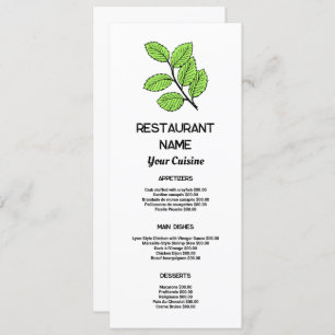 Green Leaf, Restaurant Slimline Menu