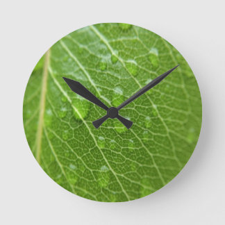 Green Leaf Round Clock