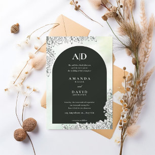 Green Leaf Simple Elegant Wedding Invitation