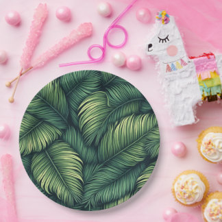 Green leaf square party plate