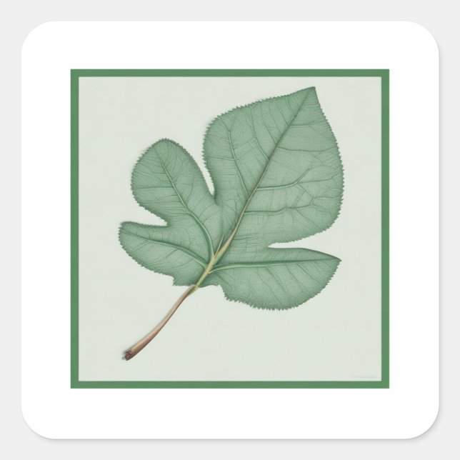 Green Leaf Square Sticker (Front)