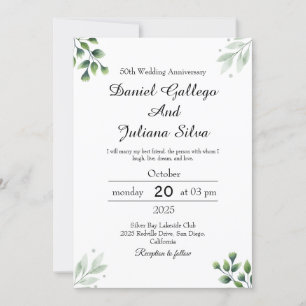 Green Leaf' Standard Wedding Anniversary  Invitation