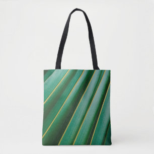 Green leaf texture plant stripes tote bag