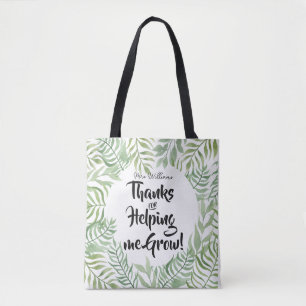 Green leaf Thanks for helping ME grow teacher gift Tote Bag
