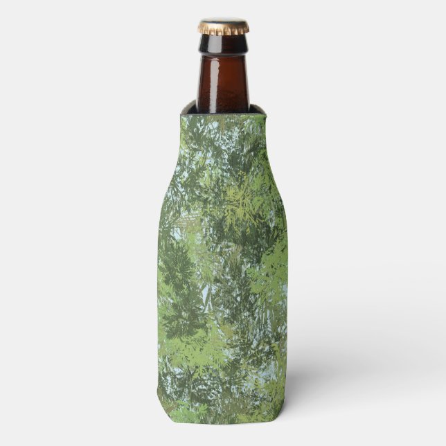 Green Leaf Trees With Blue Sky Peaking Through Art Bottle Cooler (Bottle Front)