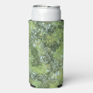 Green Leaf Trees With Blue Sky Peaking Through Art Seltzer Can Cooler