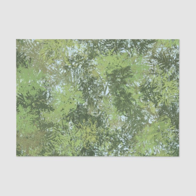 Green Leaf Trees With Blue Sky Peaking Through Art Tissue Paper (Front)