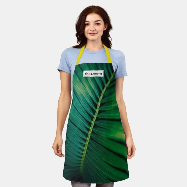 Green Leaf Tropical Forest Nature Photo Apron (Worn)