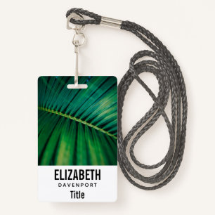 Green Leaf Tropical Forest Nature Photo ID Badge