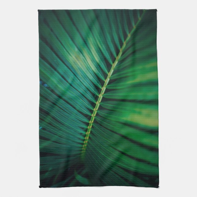 Green Leaf Tropical Forest Nature Photo Tea Towel (Vertical)
