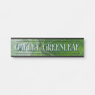 Green Leaf Vein Detail Custom Name and Image Door Sign