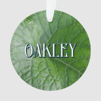 Green Leaf Vein Detail Custom Name and Image Ornament