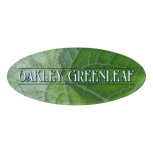 Green Leaf Vein Detail Custom Name and Image Tag