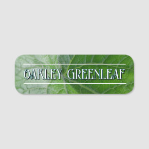 Green Leaf Vein Detail Custom Name and Image Tag