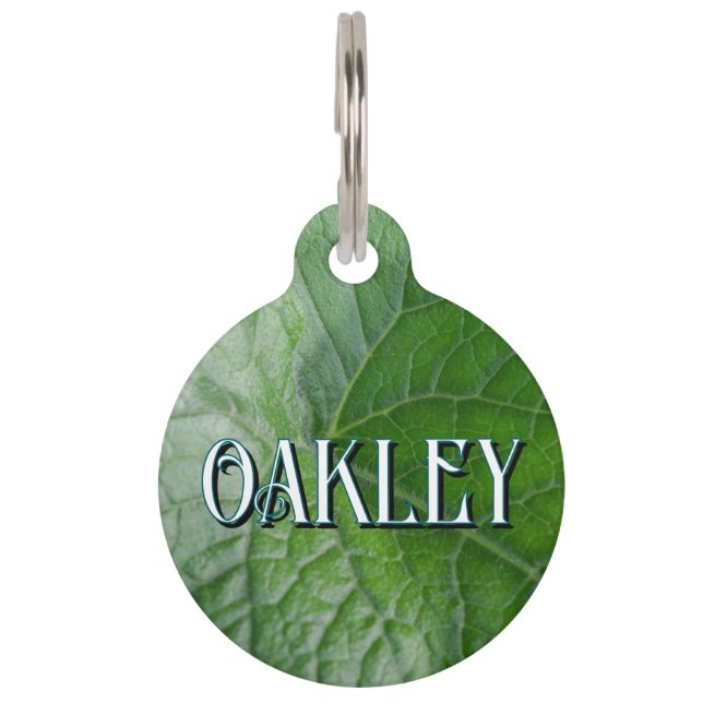 Green Leaf Vein Detail Pet Tag (Front)