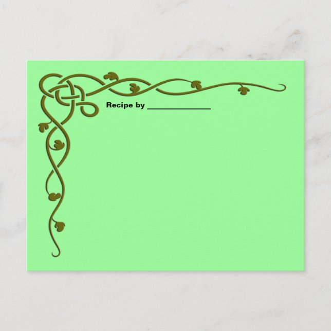 Green Leaf Vine Recipe Blank Card (Front)