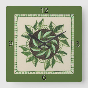 Green leaf Wall Clock