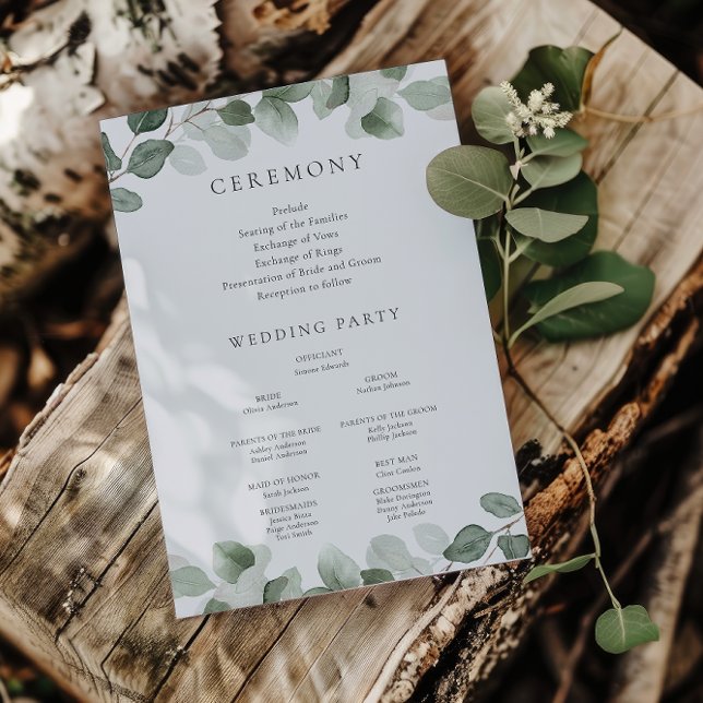 Green Leaf Wedding Ceremony or Reception Program (Creator Uploaded)