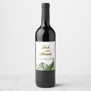 Green Leaf  Wedding Decor Wine Bottle Labels