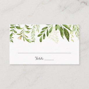 Green Leaf Wedding Flat Place Card Rustic Greenery