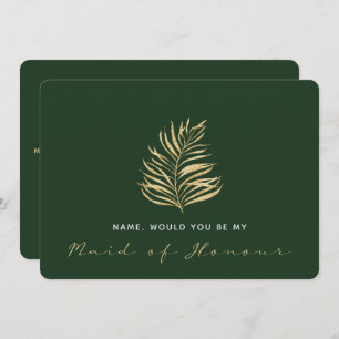 Green leaf, Will You Be My Maid of Honour Invitation