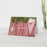 Green Leaf Wood Background with Heart Christmas