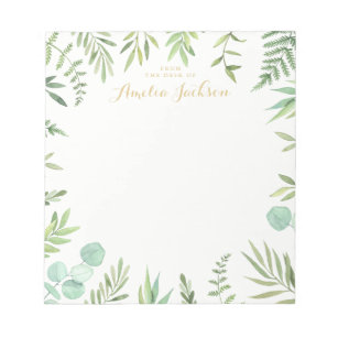 Green Leaf Wreath Personalised Notepad Stationery