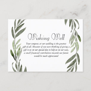 Green Leaf Wreath Wedding Wishing Well Enclosure Card