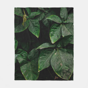 GREEN-LEAFED PLANT ON FOCUS PHOTOGRAPHY FLEECE BLANKET