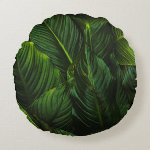 GREEN-LEAFED PLANT ROUND CUSHION